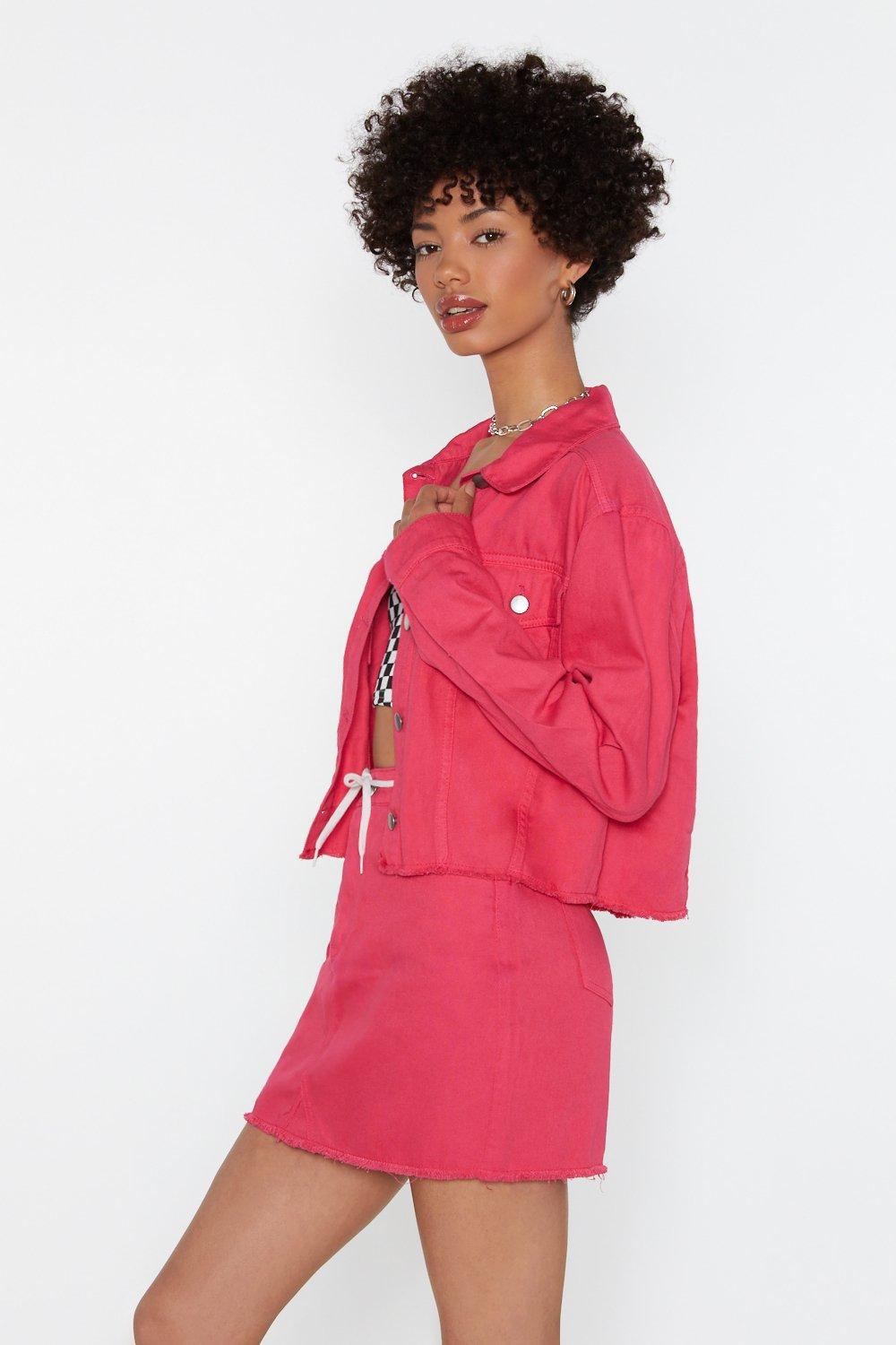 hot pink denim jacket