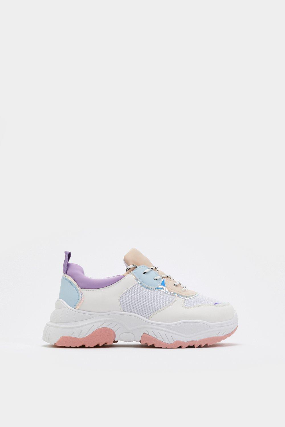 Pastel Lace Up Chunky Sneakers | Nasty Gal