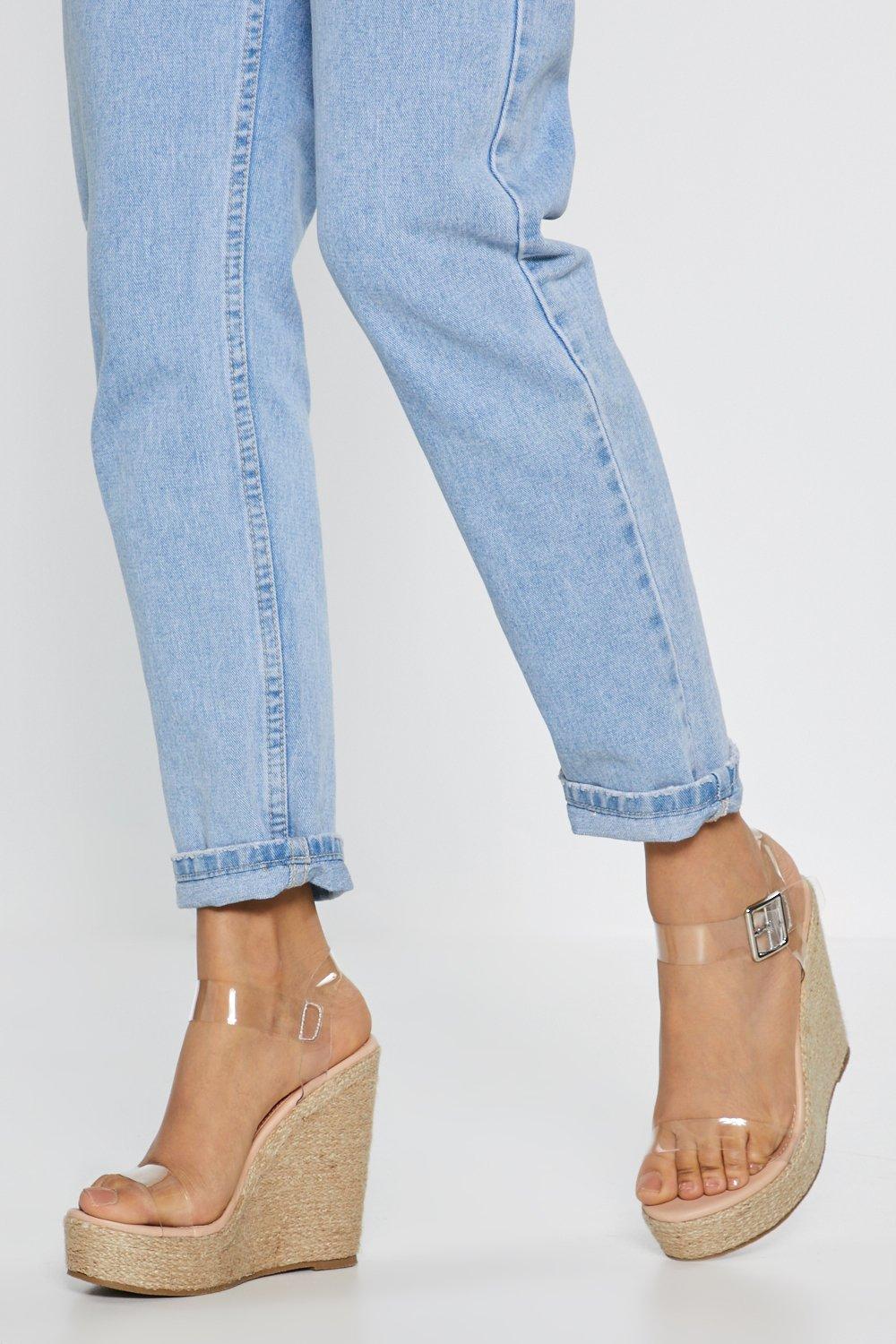 transparent strap wedges