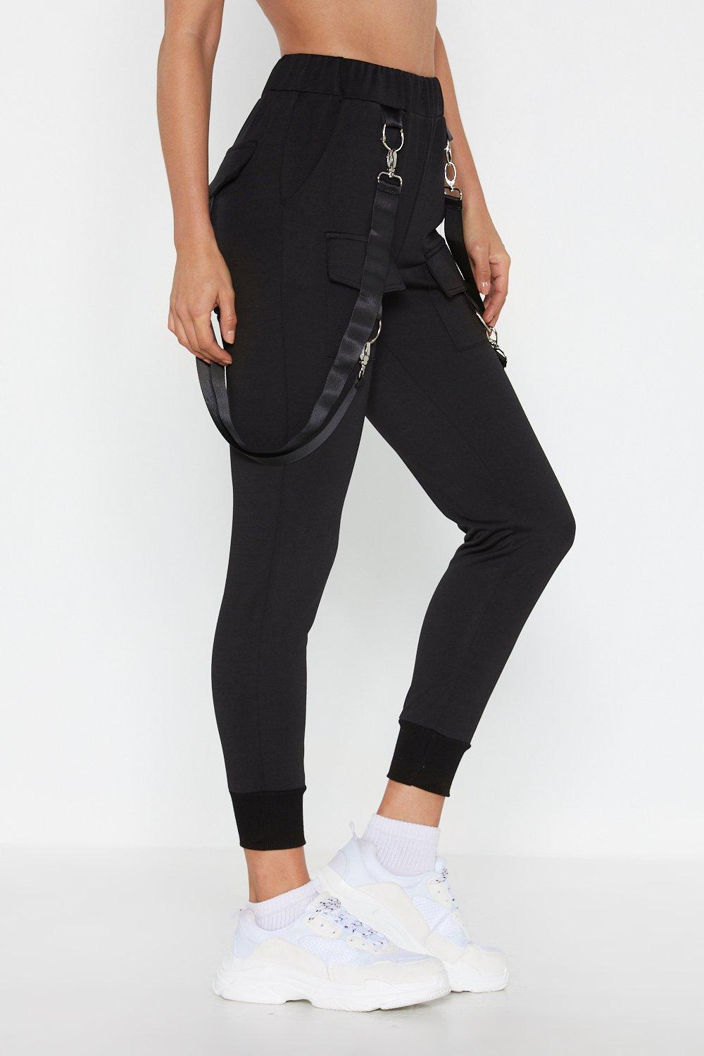 black strappy cargo pants
