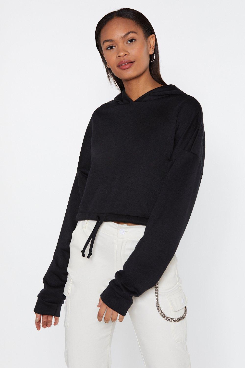 cropped hoodie with drawstring waist