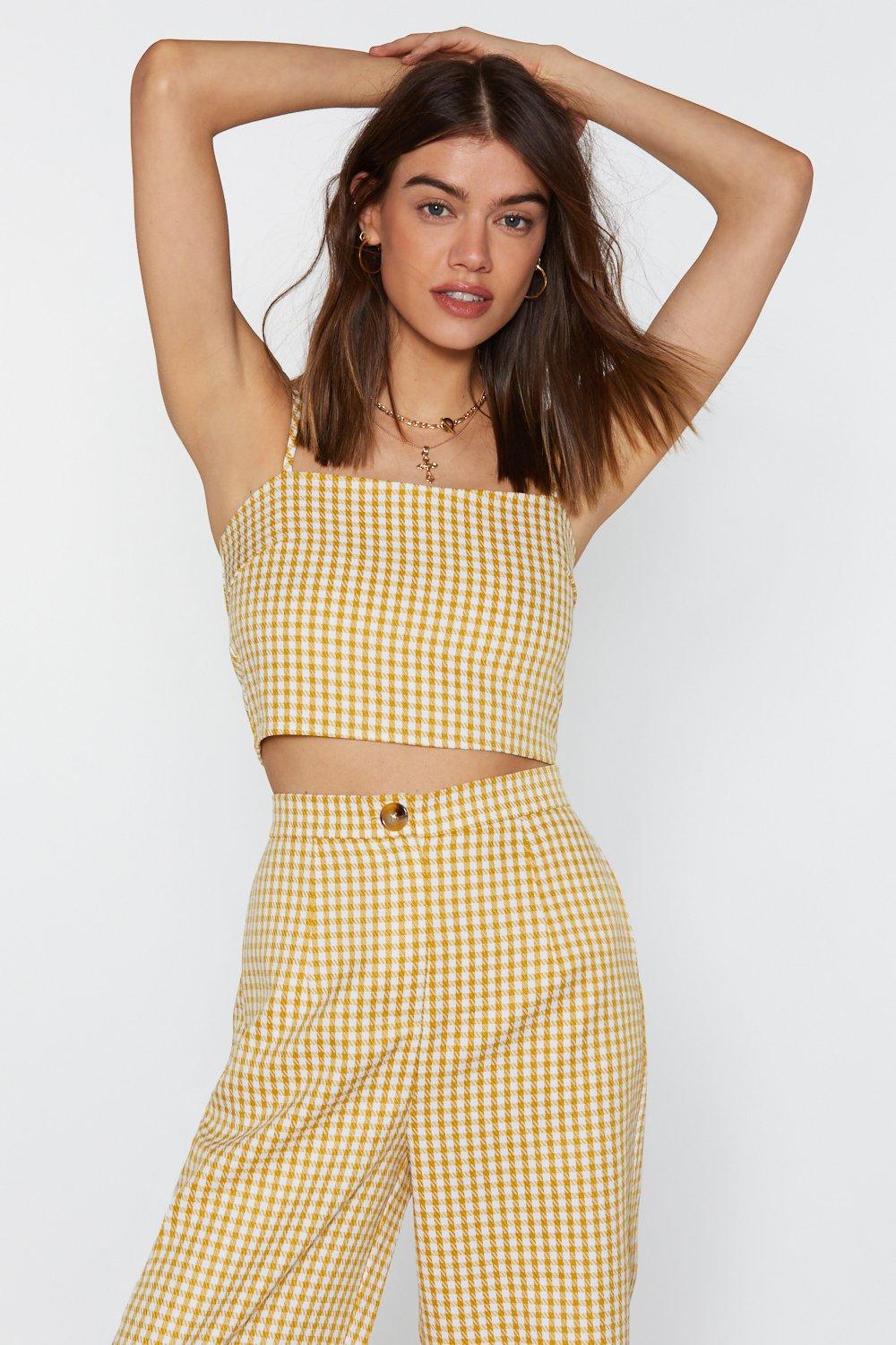 yellow gingham crop top