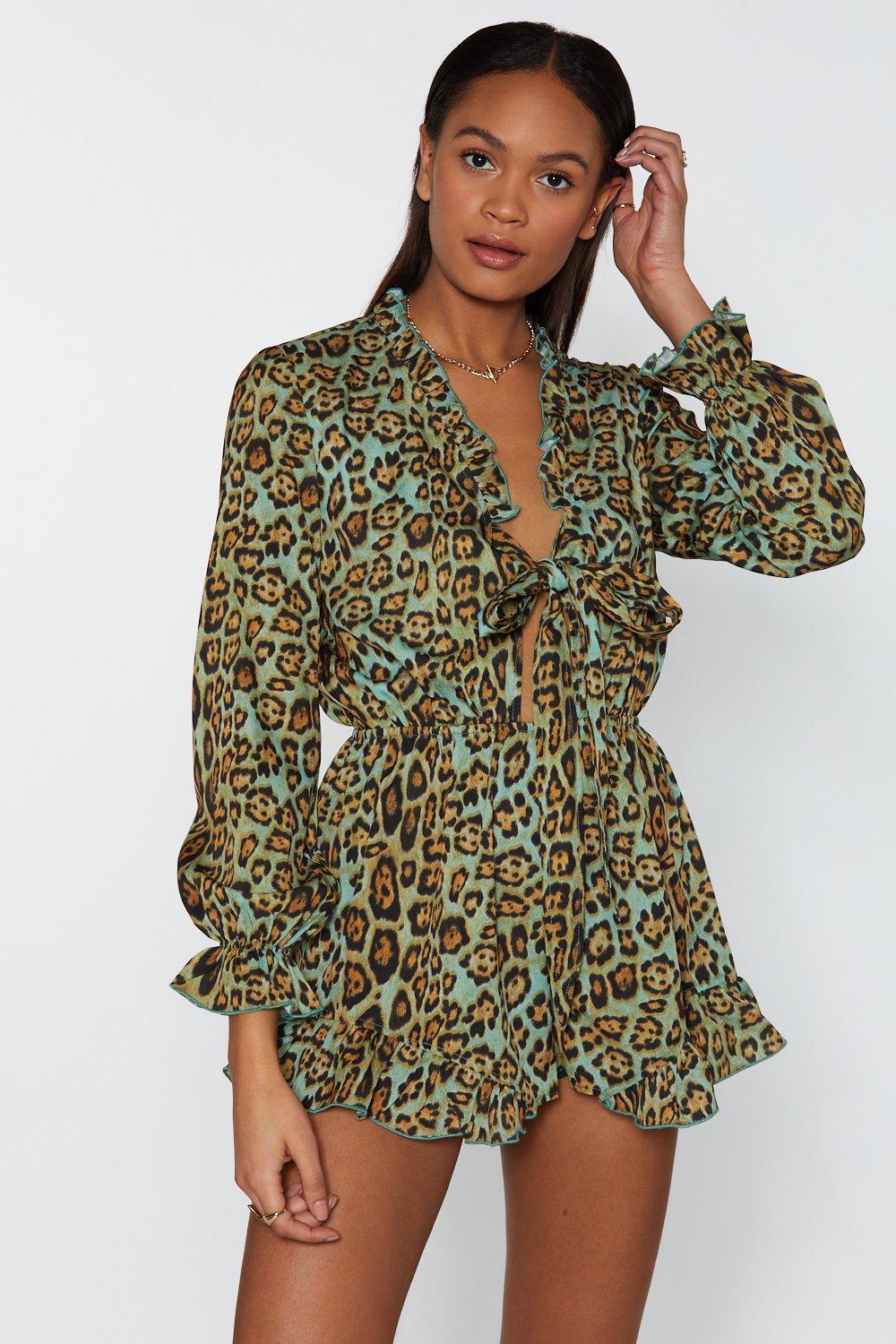 green leopard playsuit