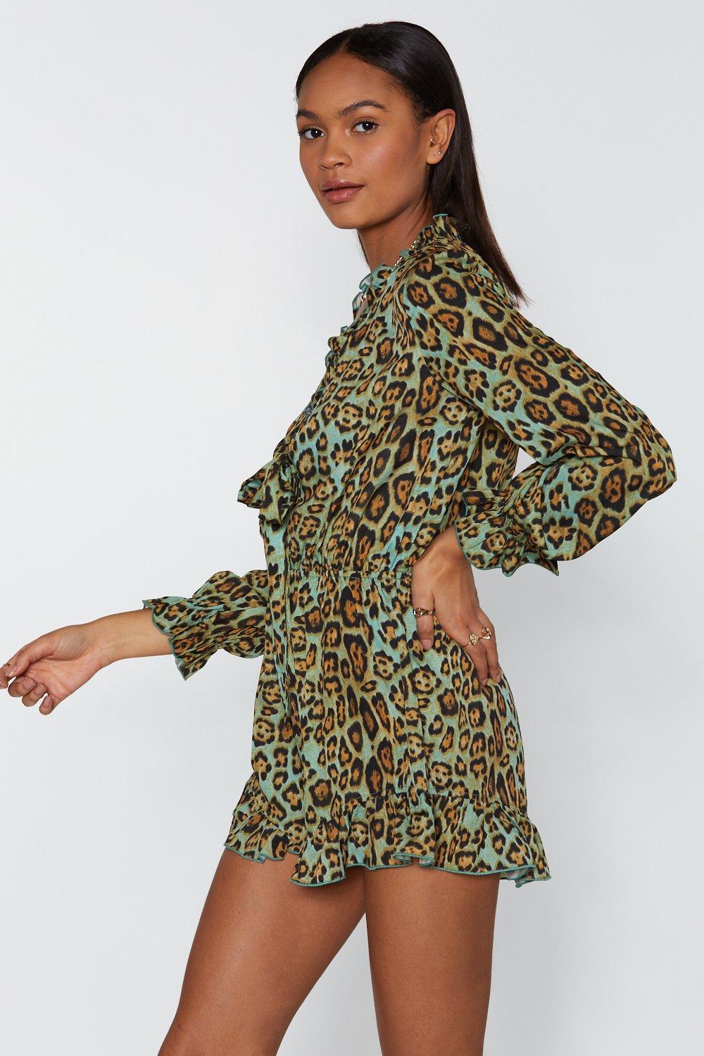 green leopard playsuit
