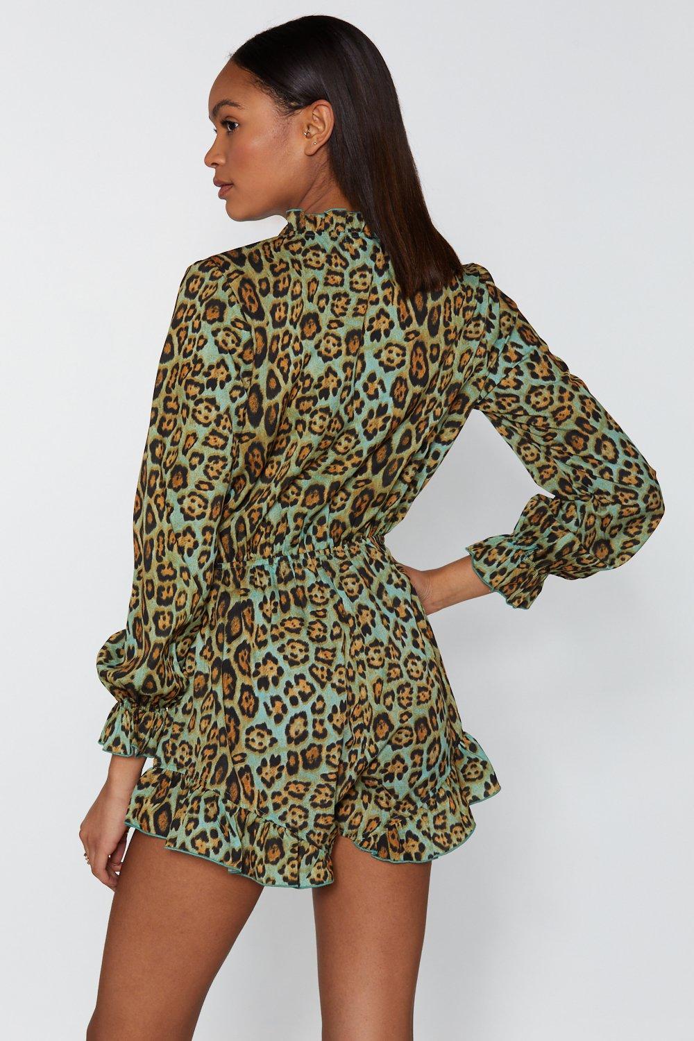 green leopard playsuit