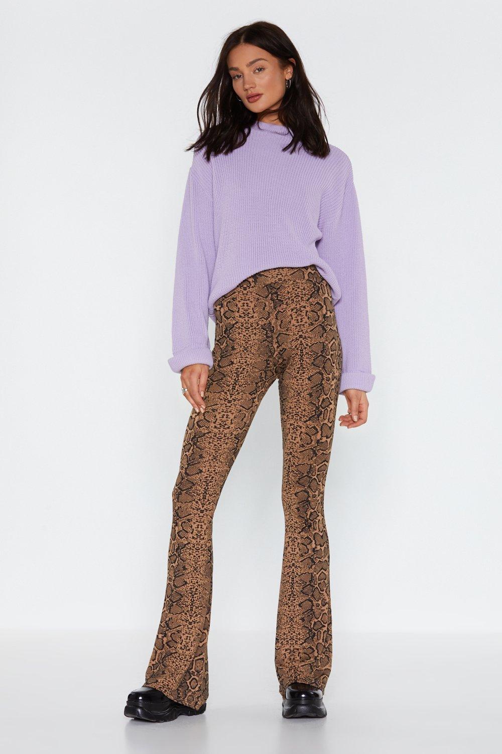 flared pants snake print