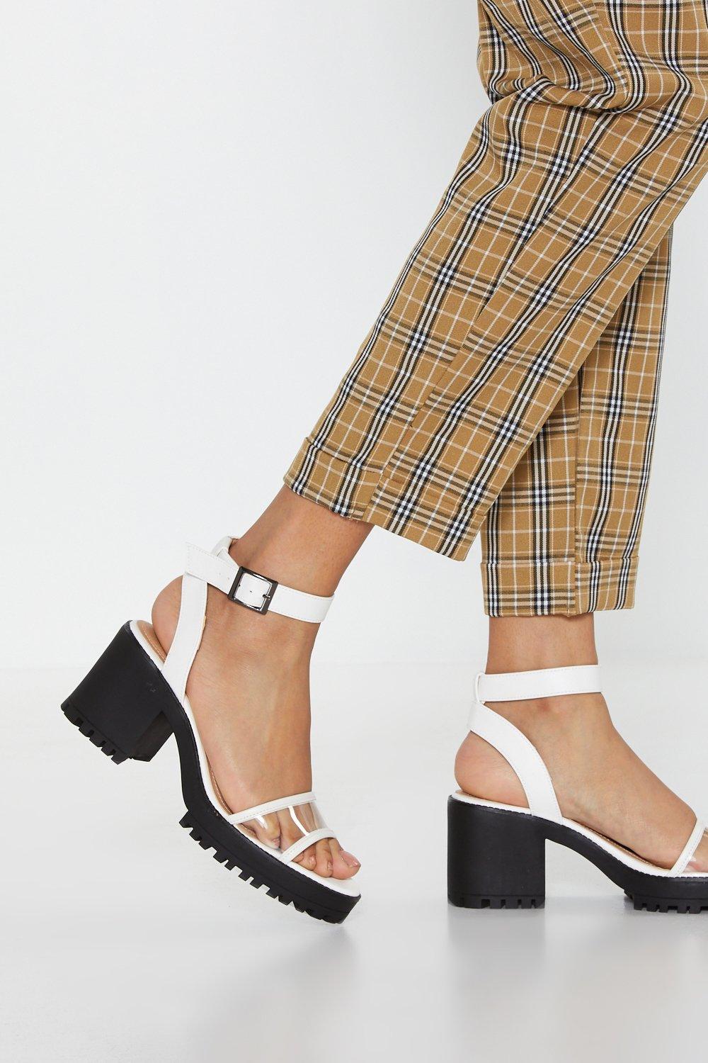 perspex low block heel