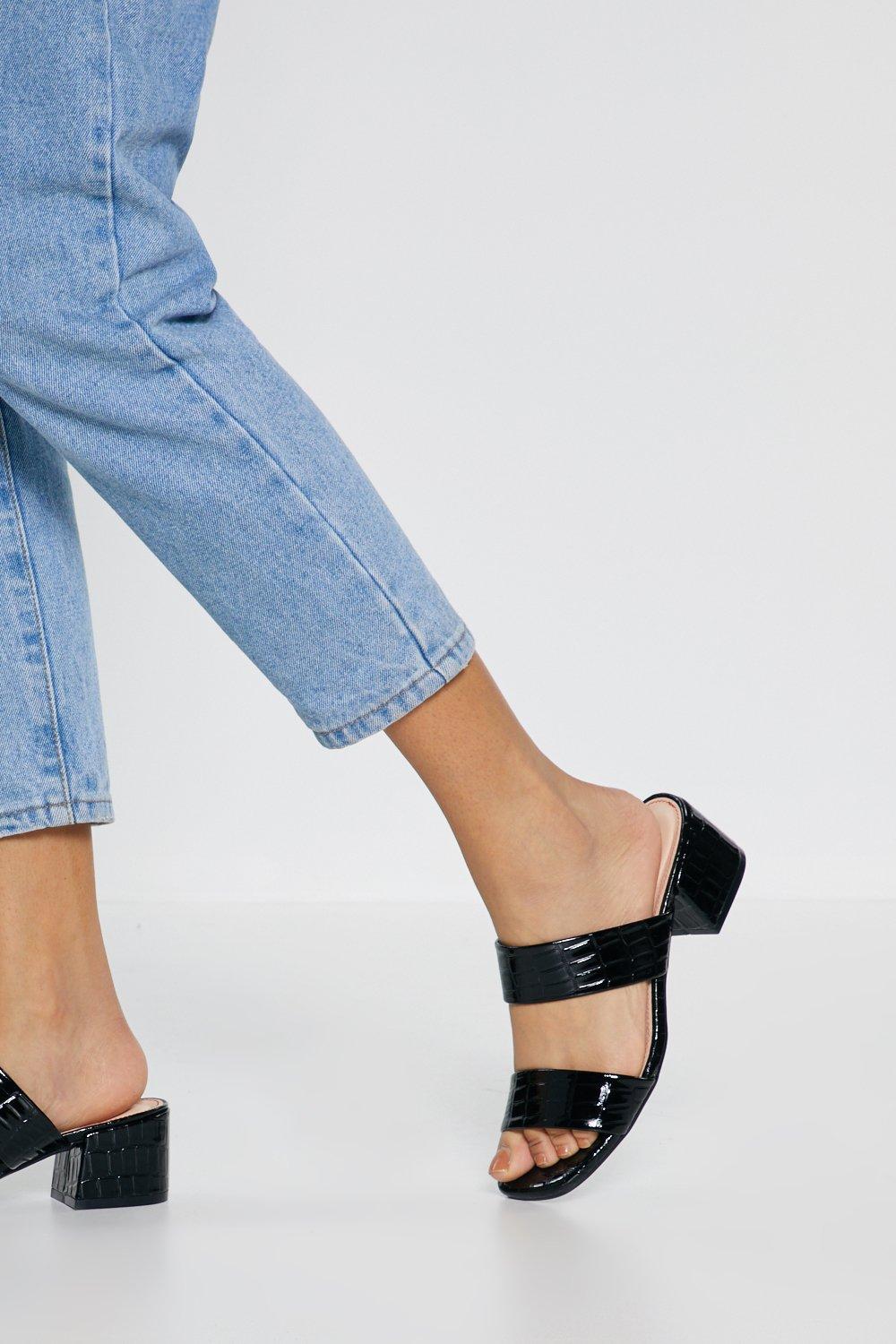 black sandals low block heel