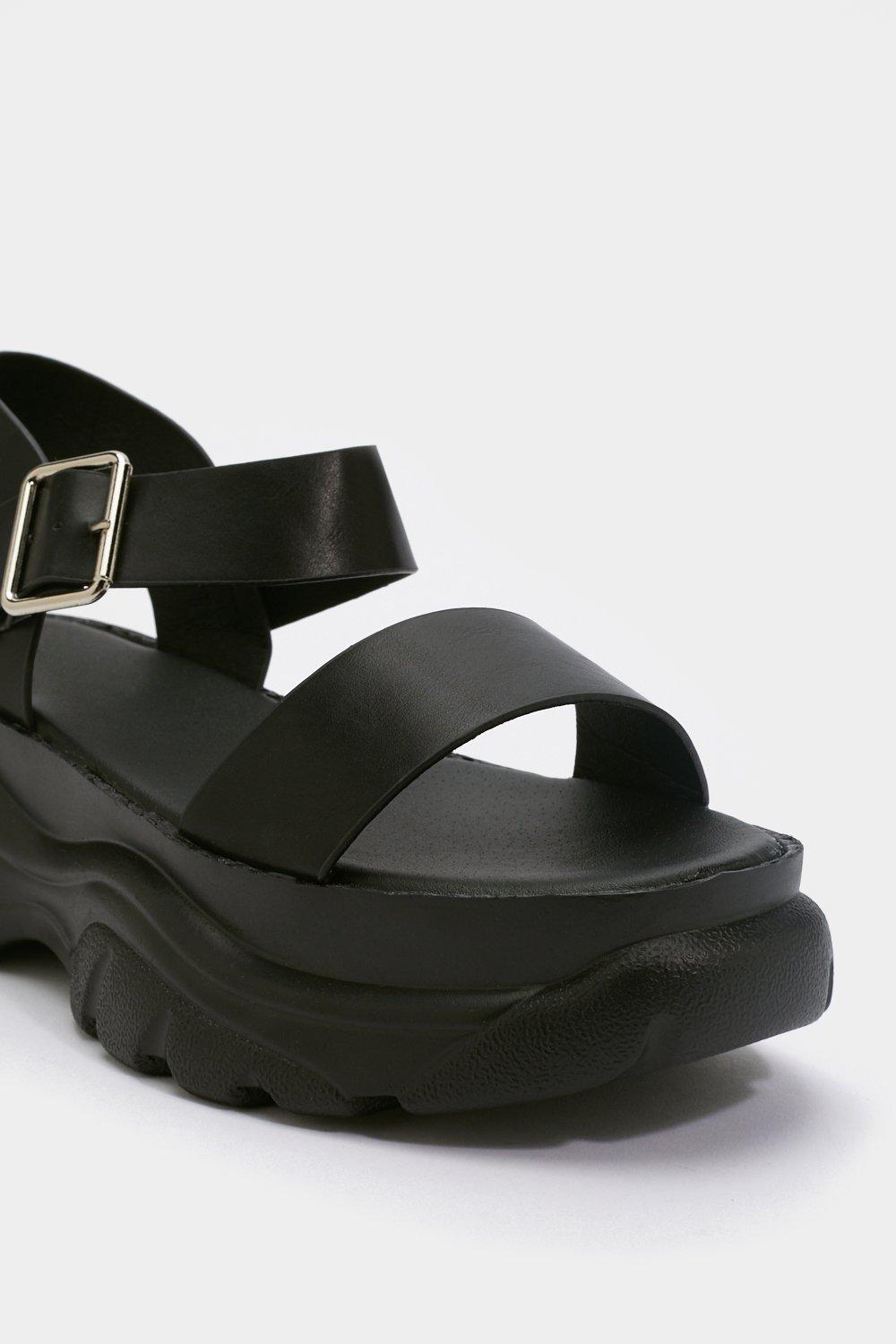 chunky platform black sandals