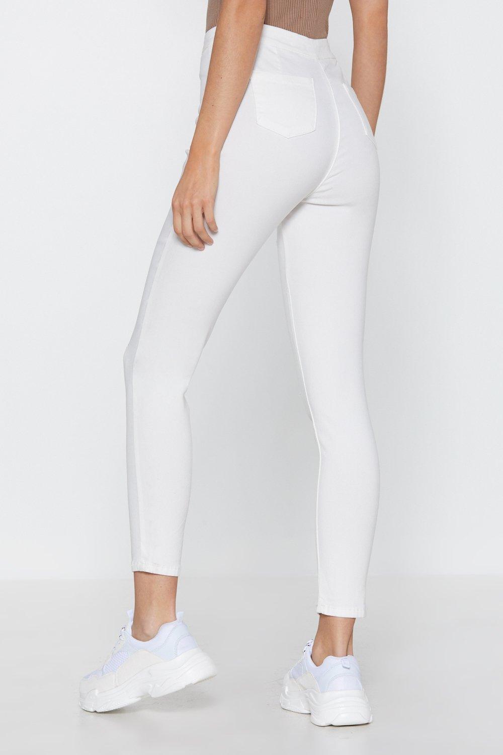 high waisted white jeans