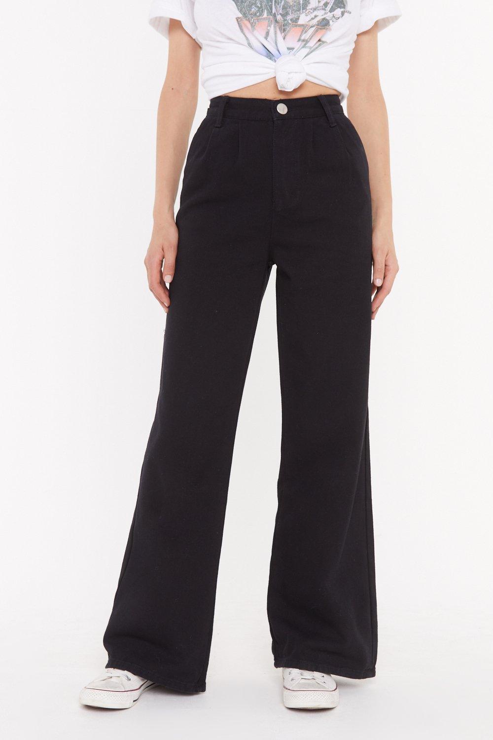 black high waisted wide leg jeans