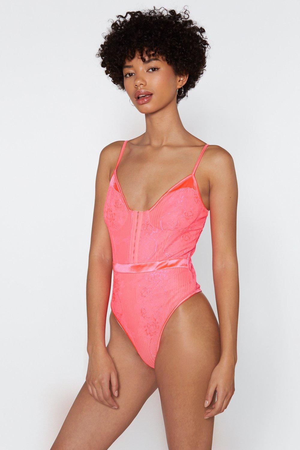 pink neon bodysuit