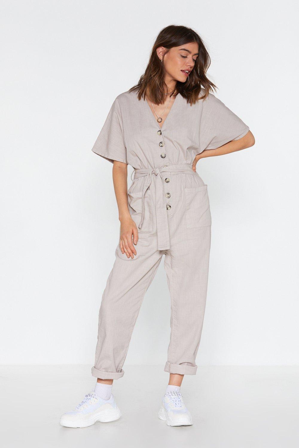 button front jumpsuit