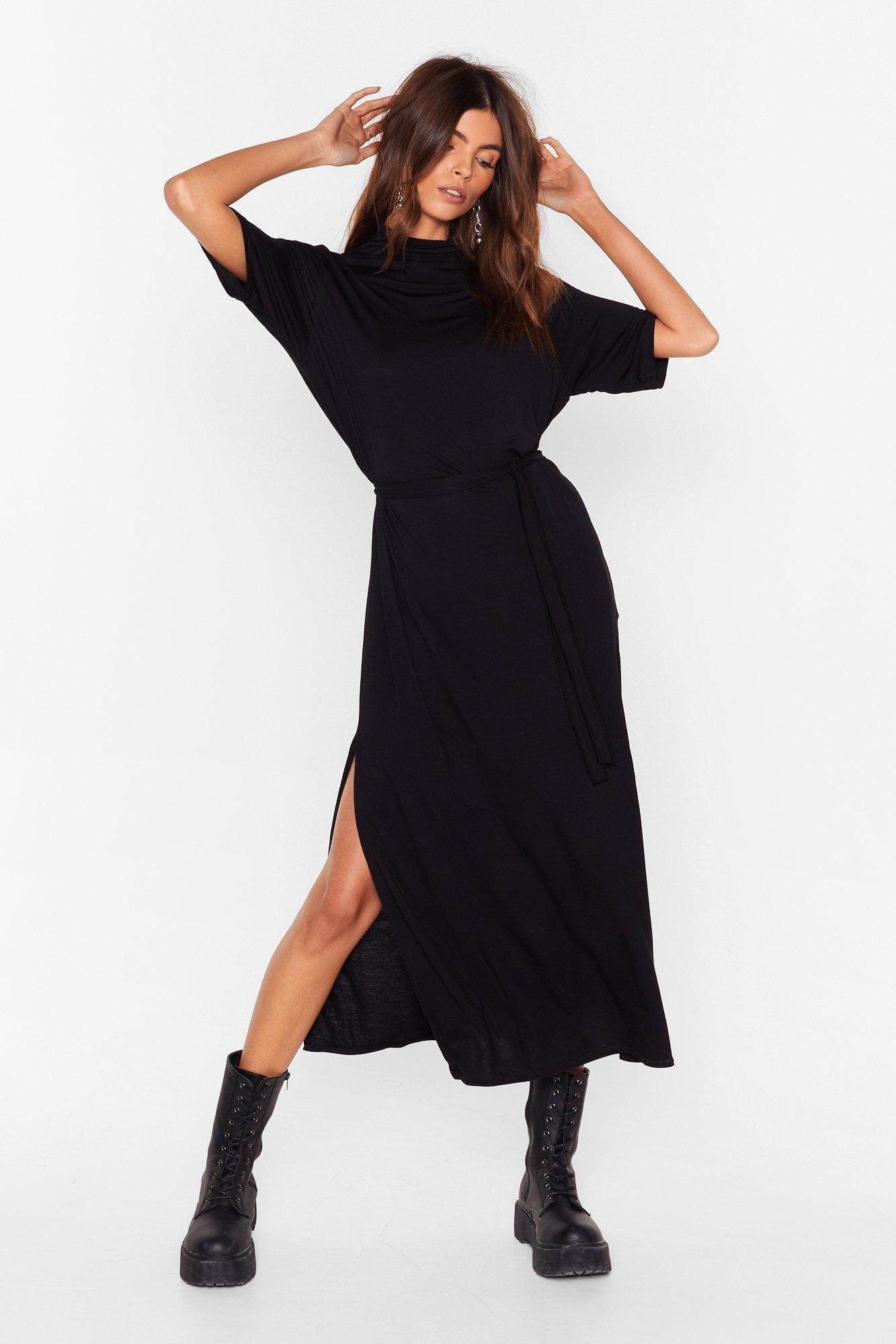 nasty gal black midi dress