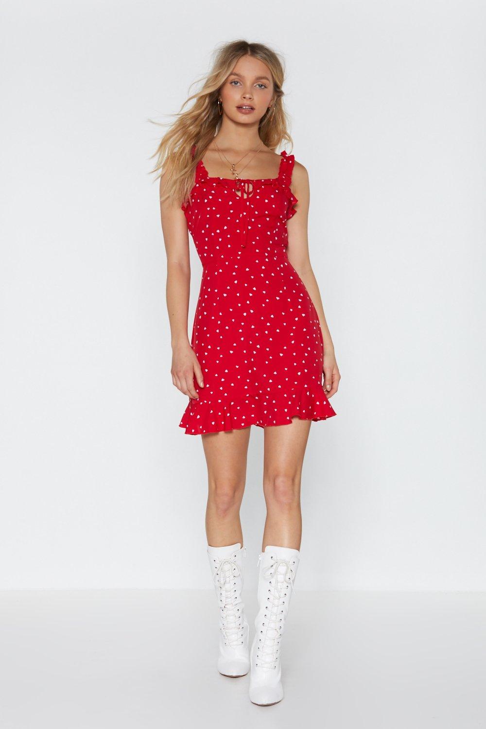 red heart print dress