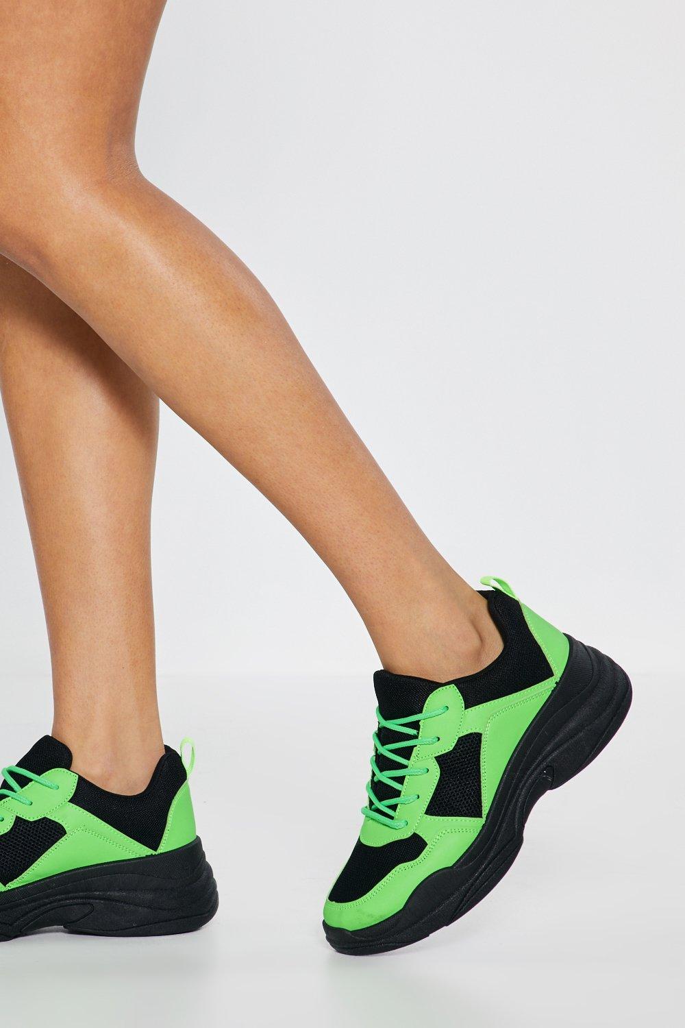 neon green chunky sneakers