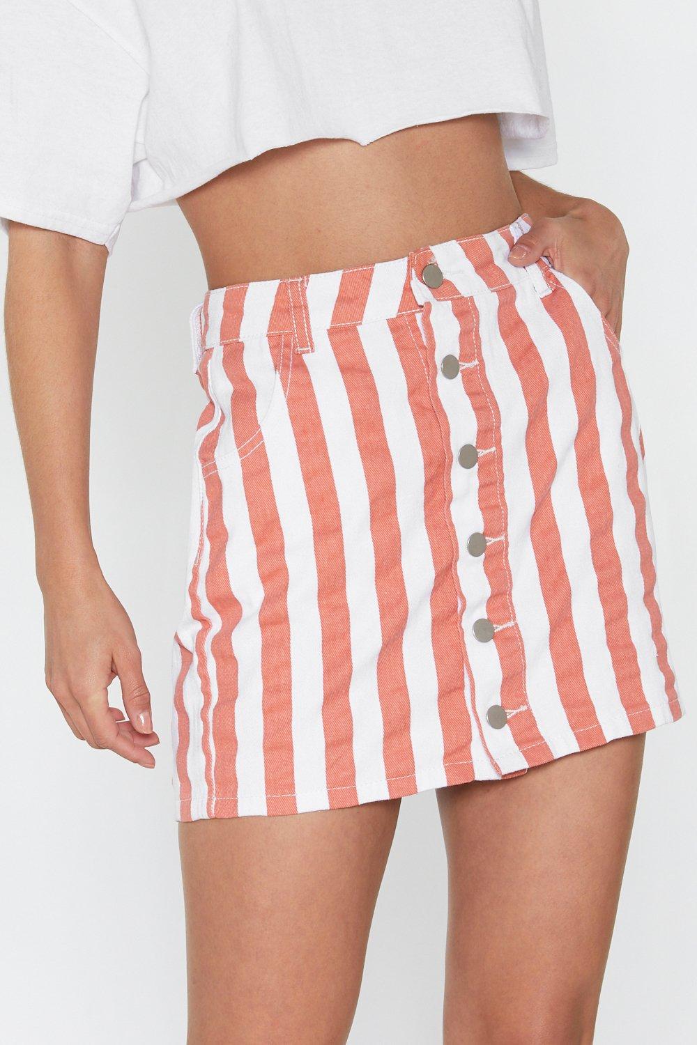 pink and white striped skirt