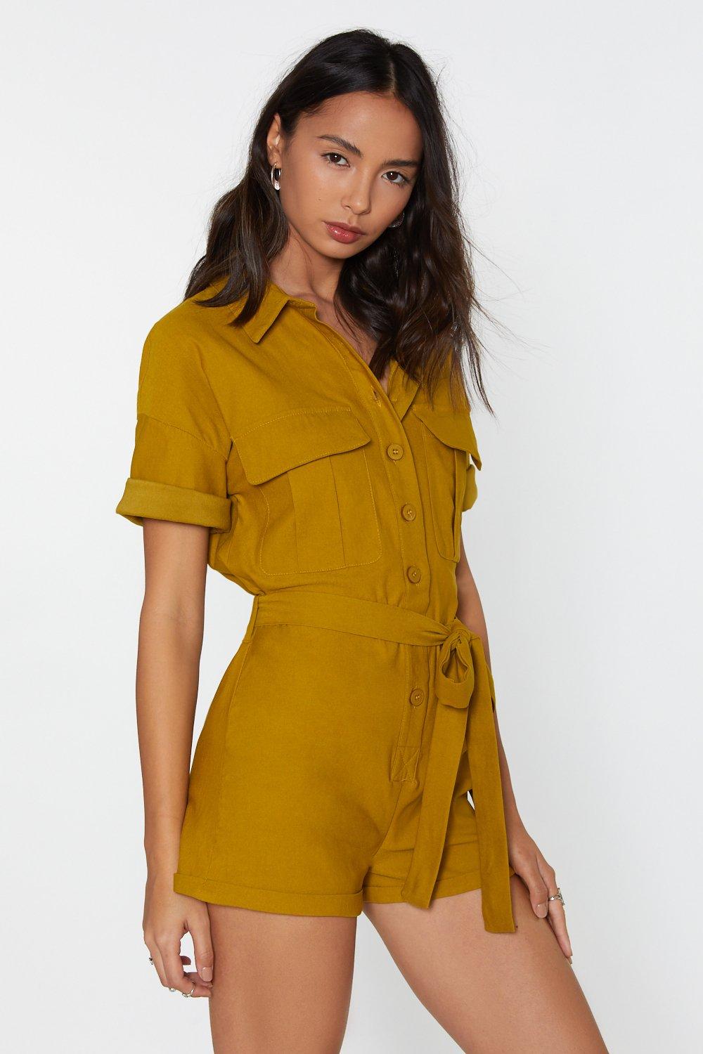 orange utility playsuit