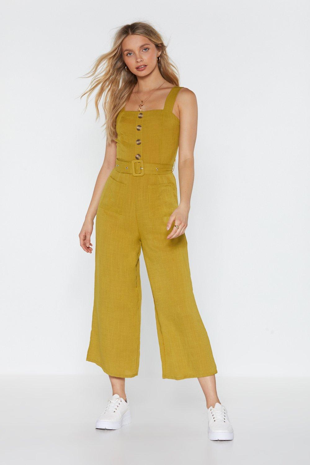 linen jumpsuit with buttons