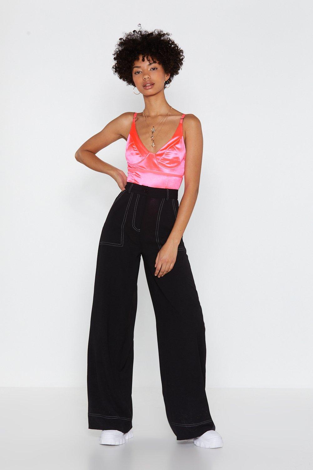 black wide leg high waisted jeans