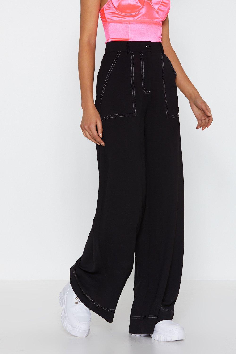 high waisted black pants wide leg