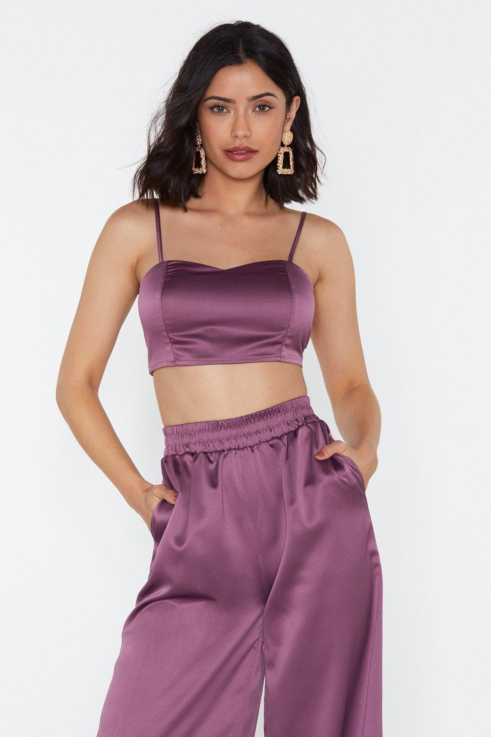 purple satin top