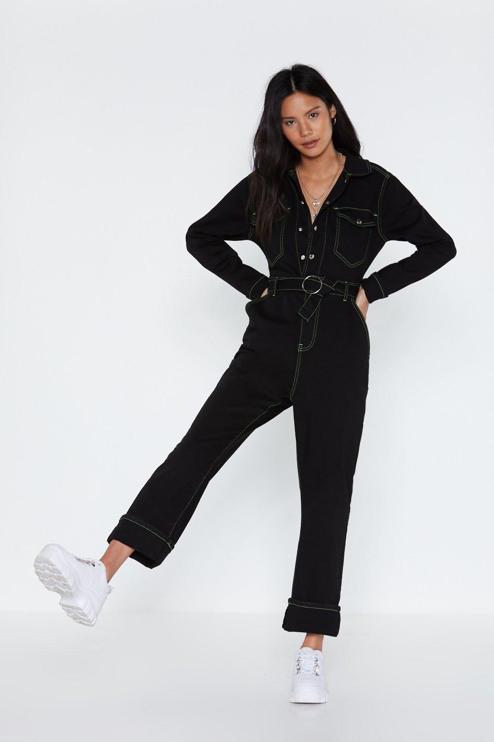 nasty gal denim jumpsuit