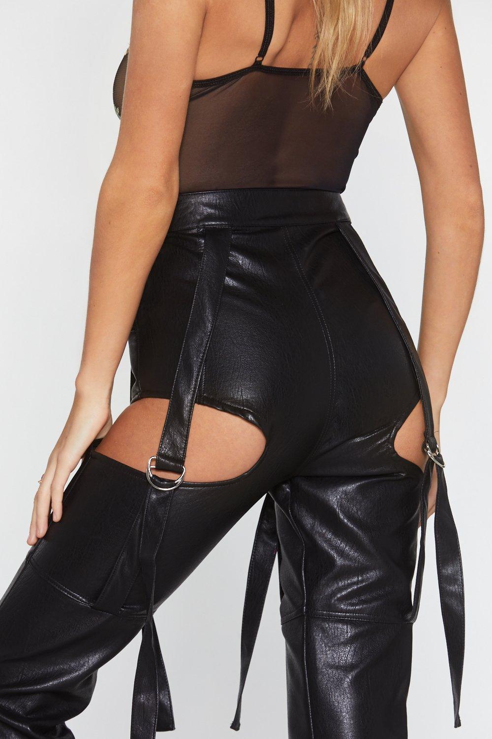 cut out leather pants