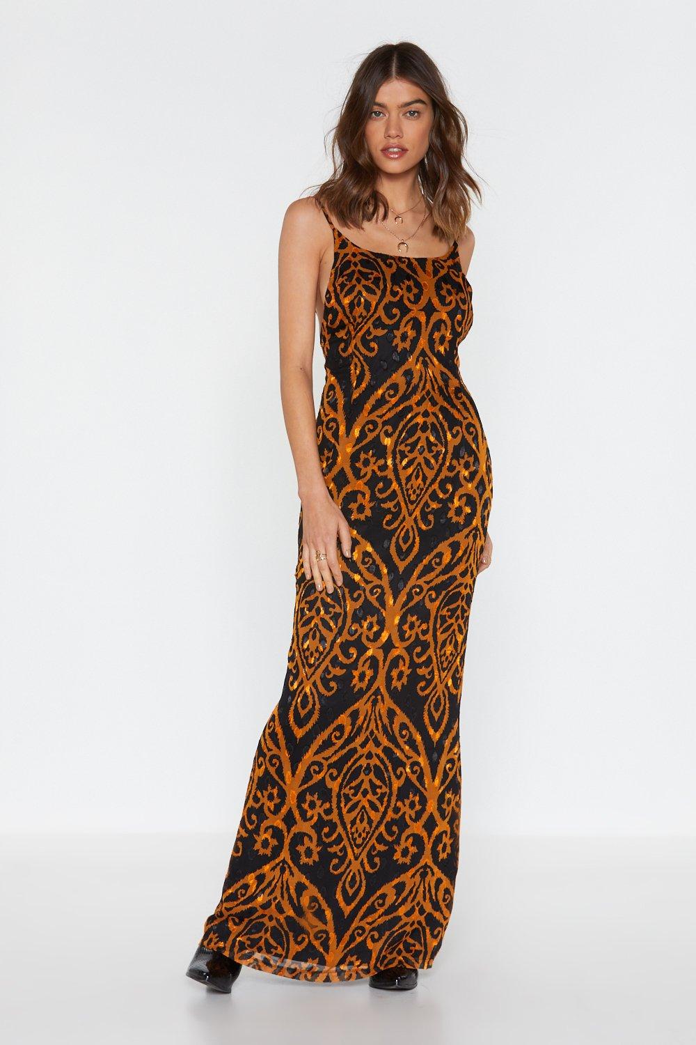 long printed dress