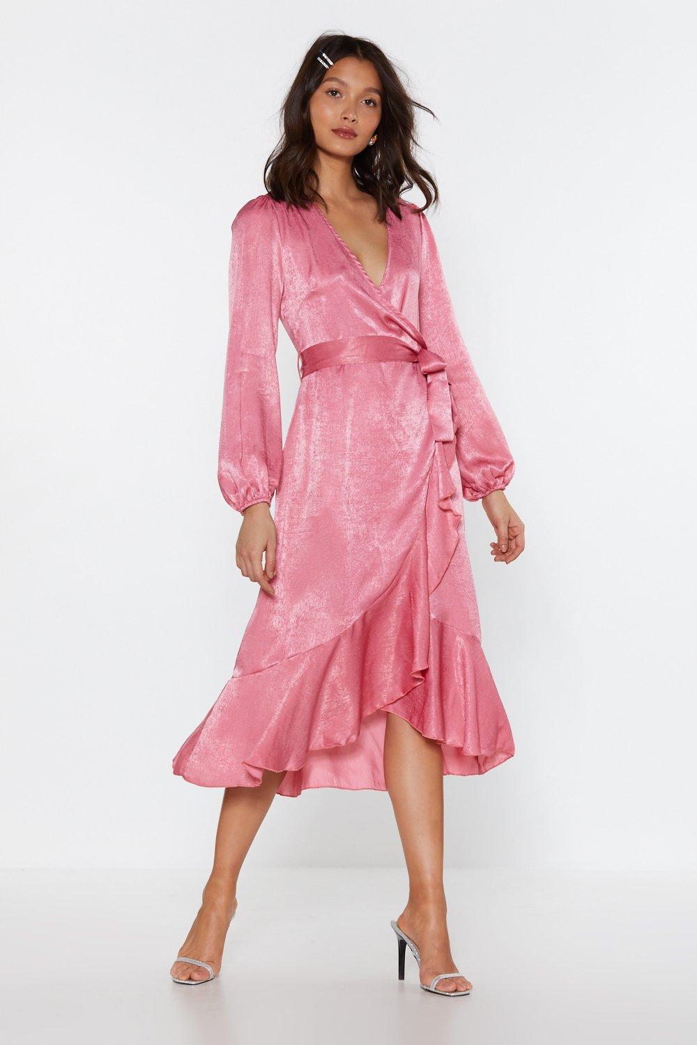 frill midi wrap dress