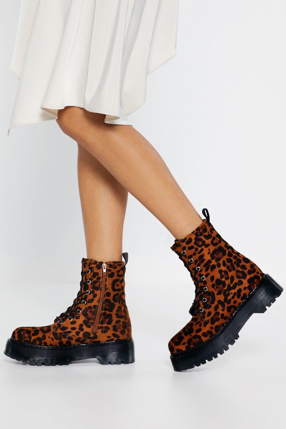 Leopard Print Lace Up Boots | Nasty Gal