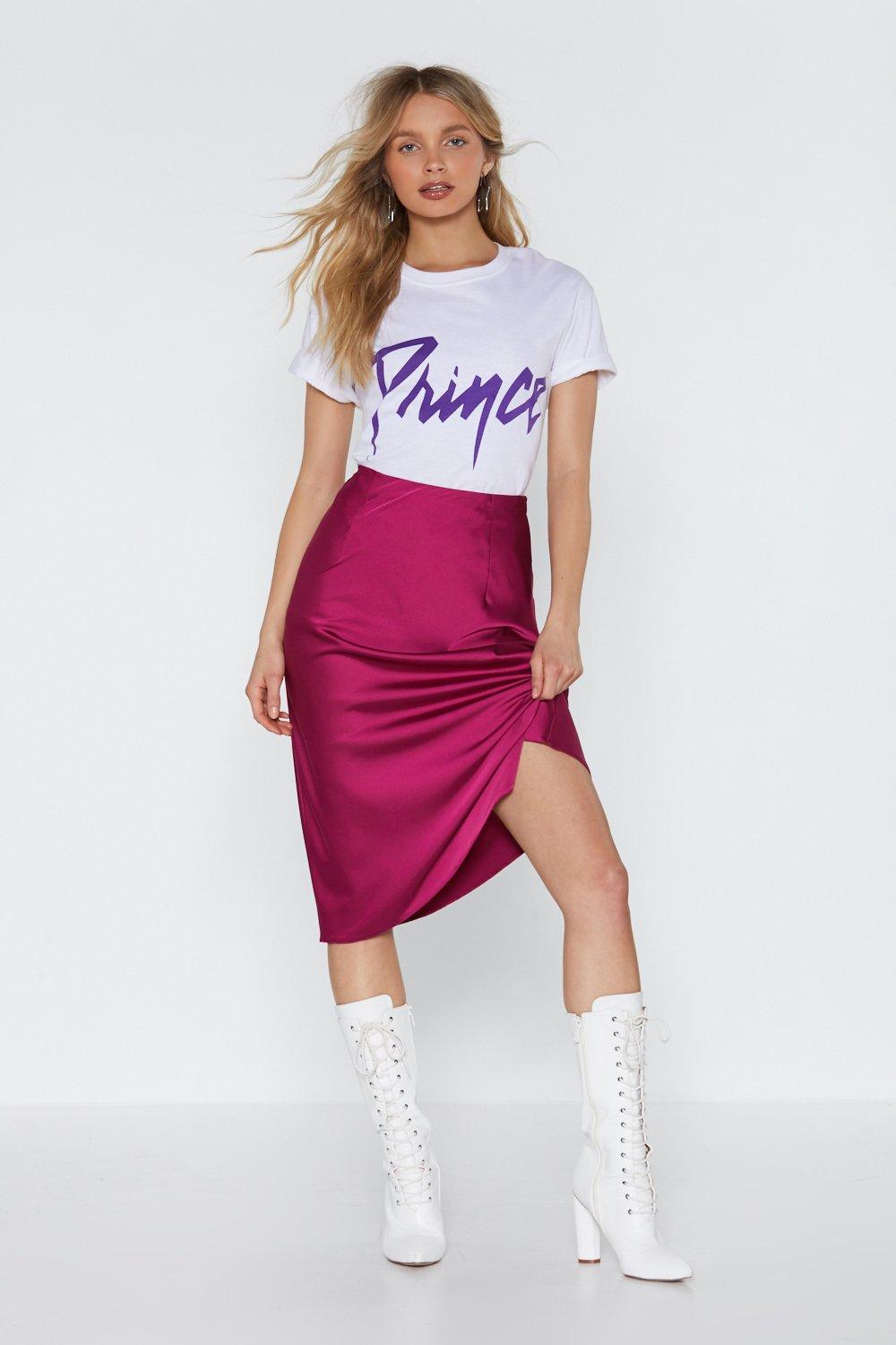 Just My Type Satin Midi Skirt