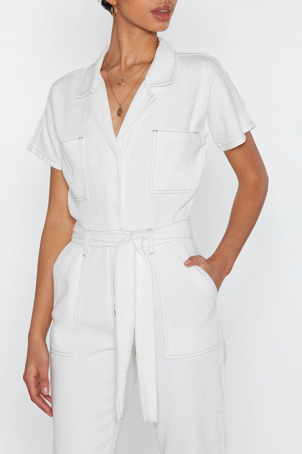 white denim boilersuit