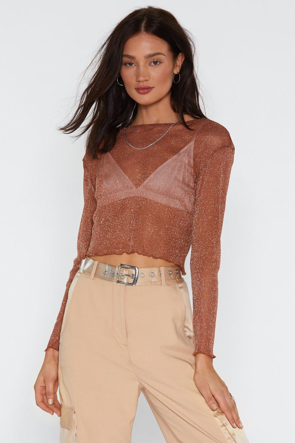 glitter mesh crop top