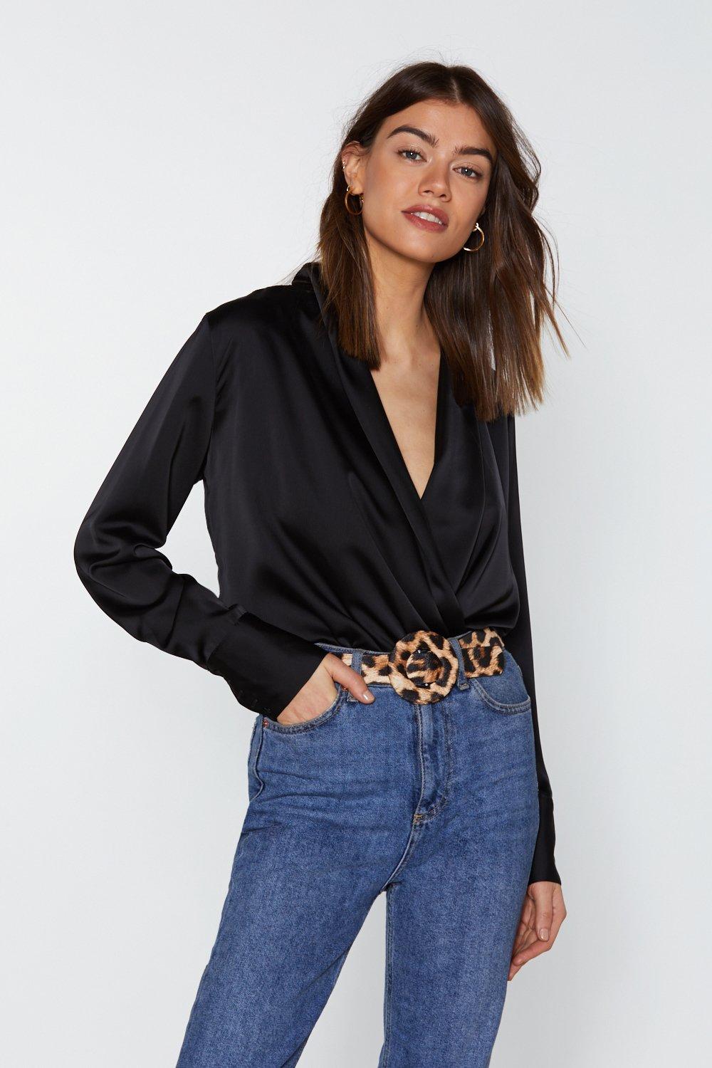 satin plunge blouse