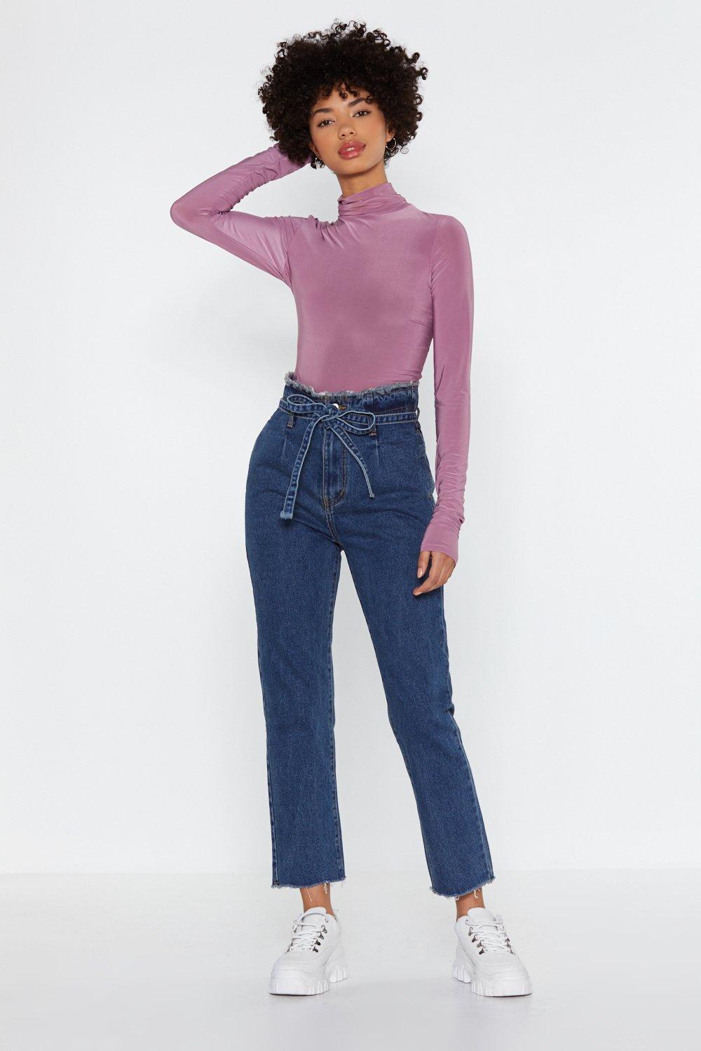 high waisted tie jeans