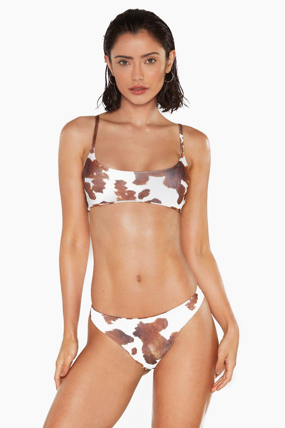 plus size cow print bikini