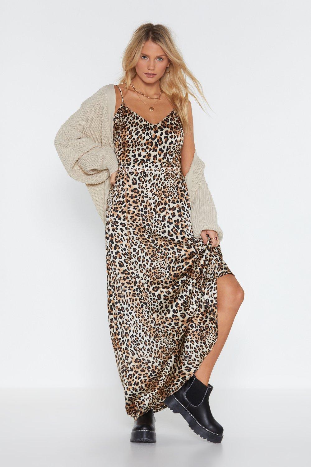 leopard maxi slip dress