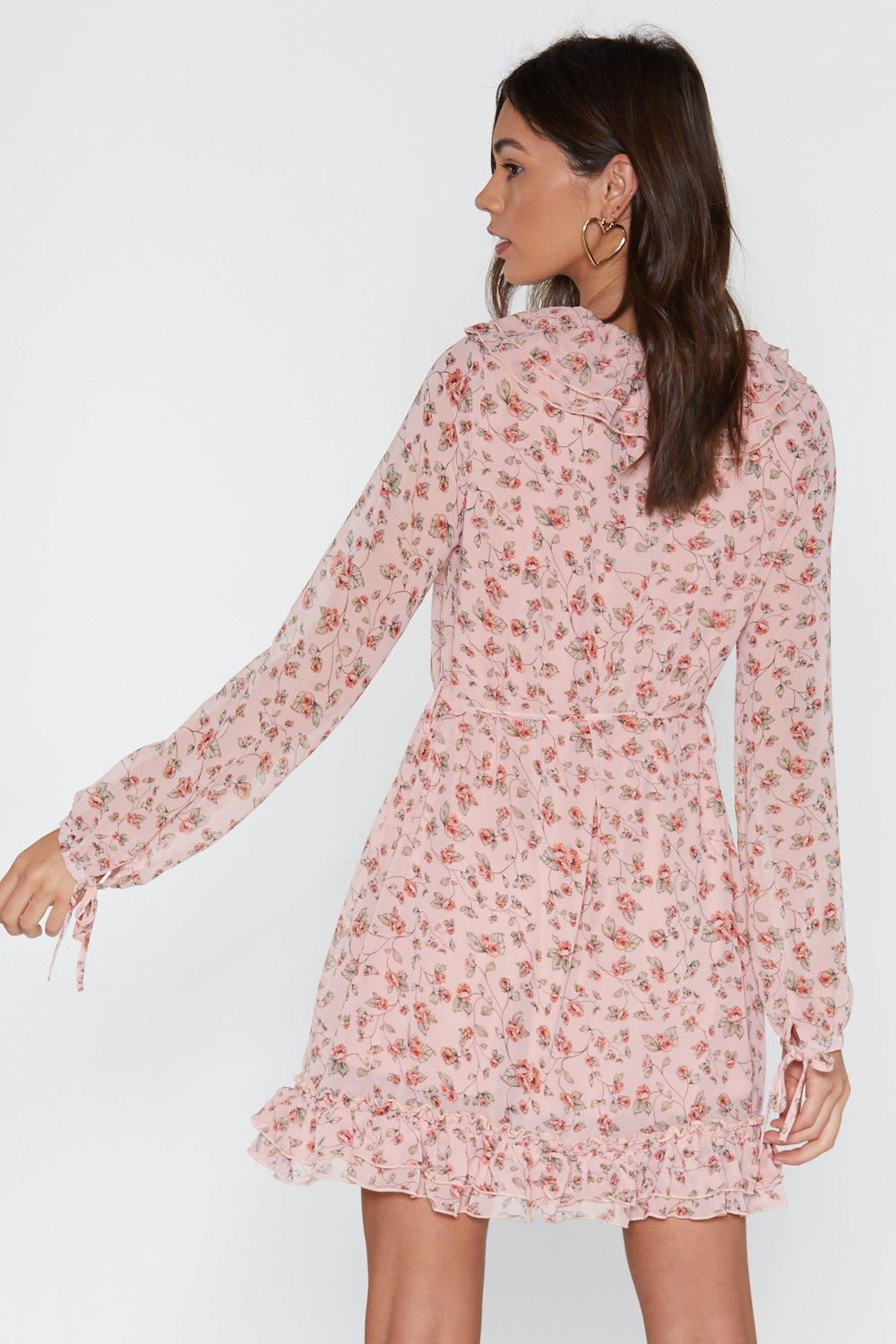 pink floral ruffle dress