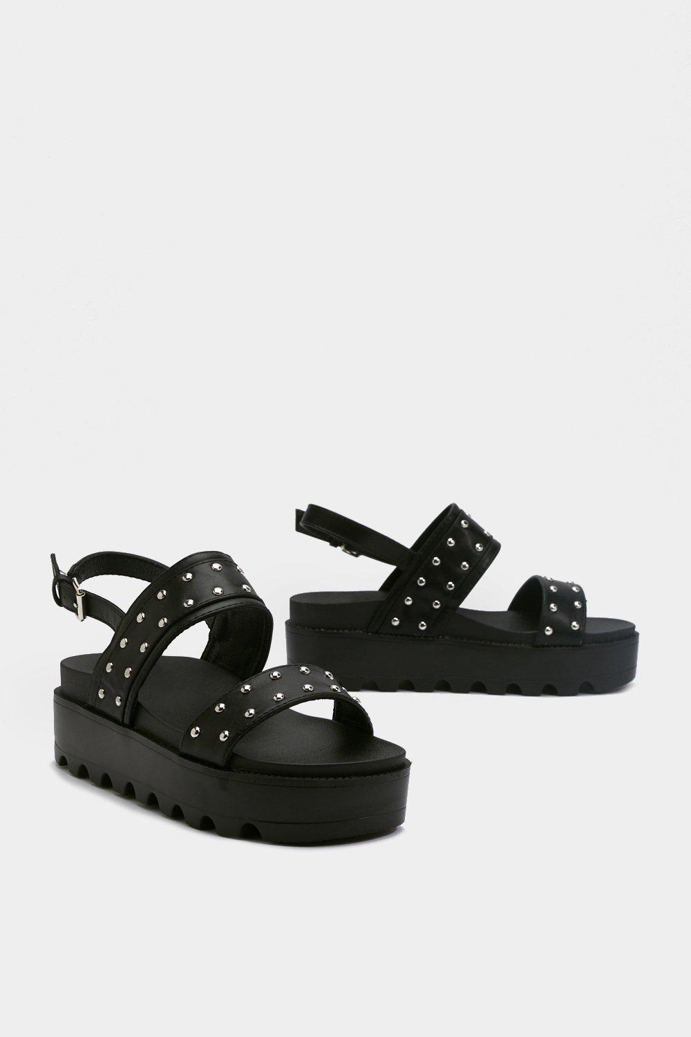 black platform sandals leather