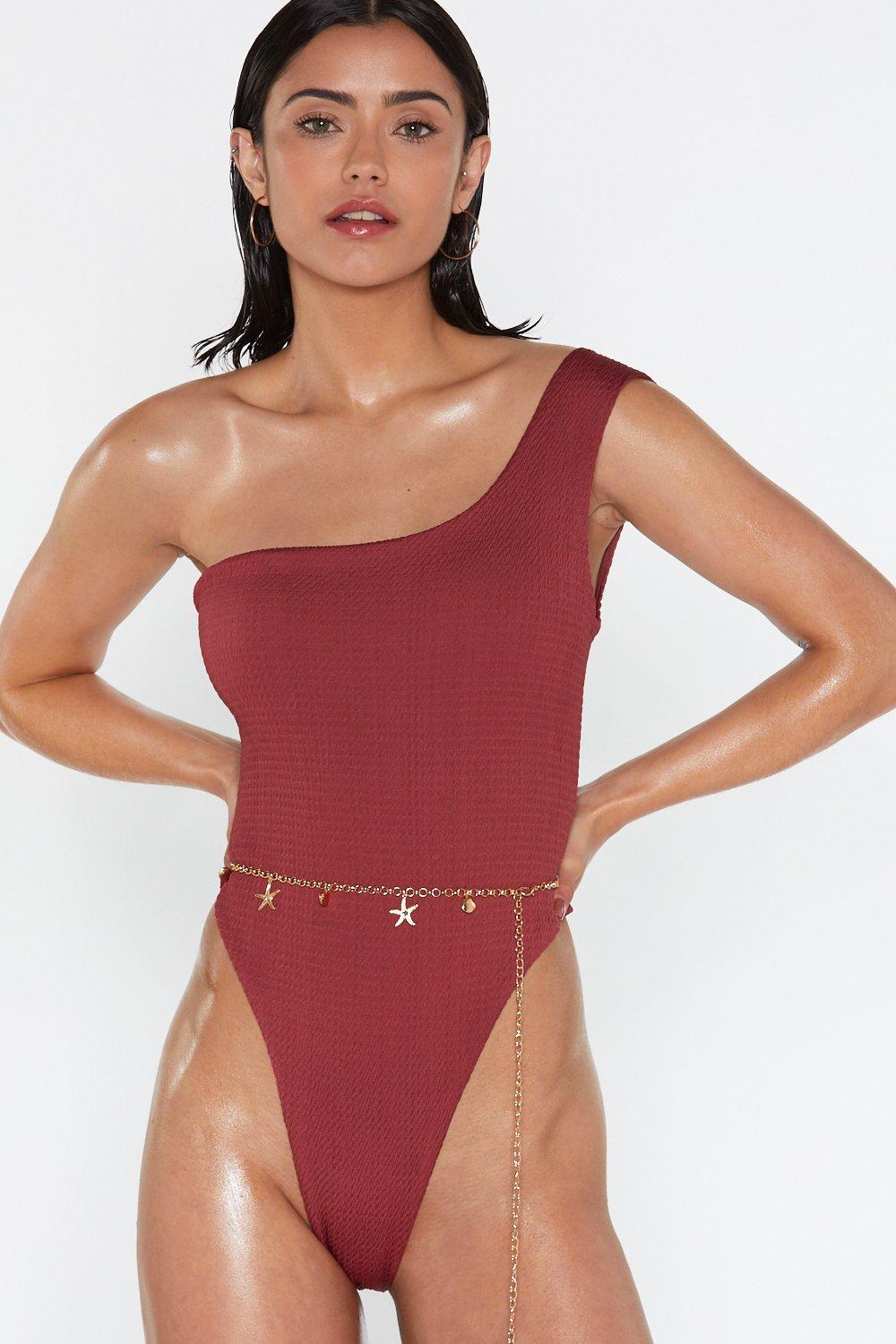 crinkle fabric swimsuit