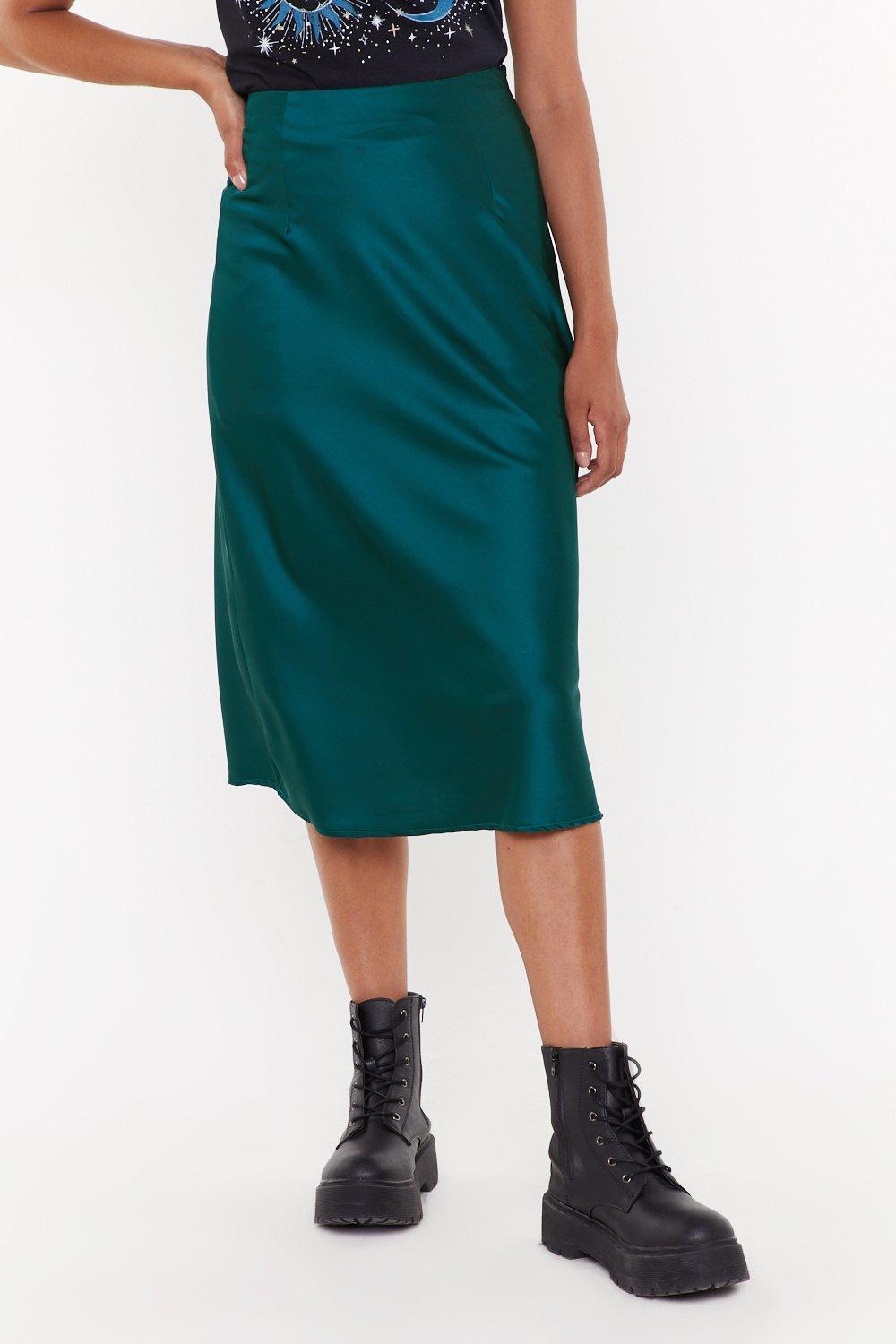 mid length satin skirts xl