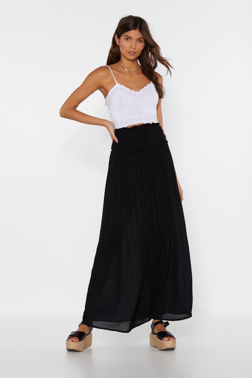 crinkle shirred waist maxi skirt