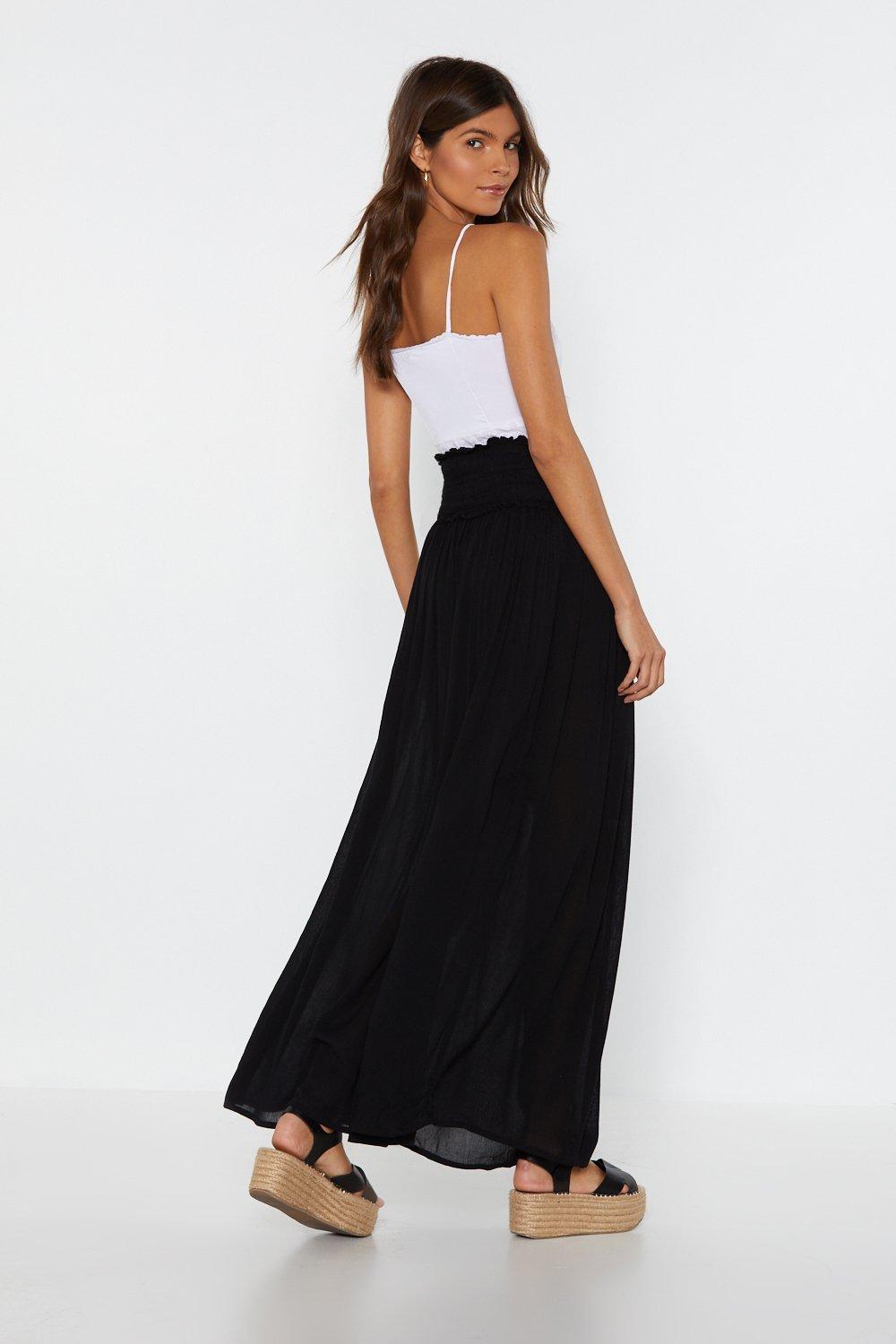 crinkle shirred waist maxi skirt