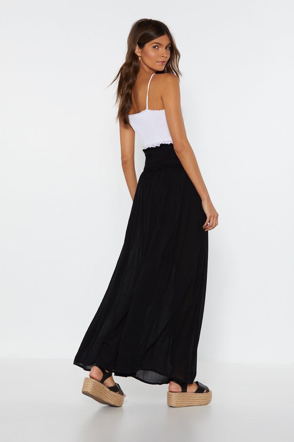 shirred waist maxi skirt