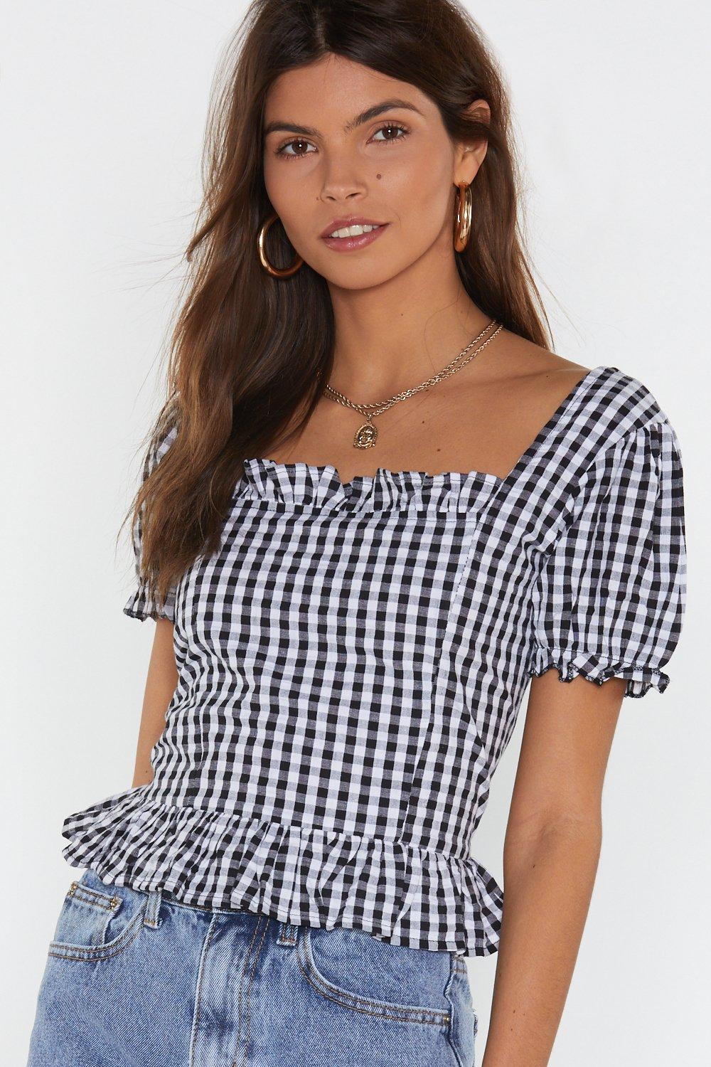 square neck ruffle top
