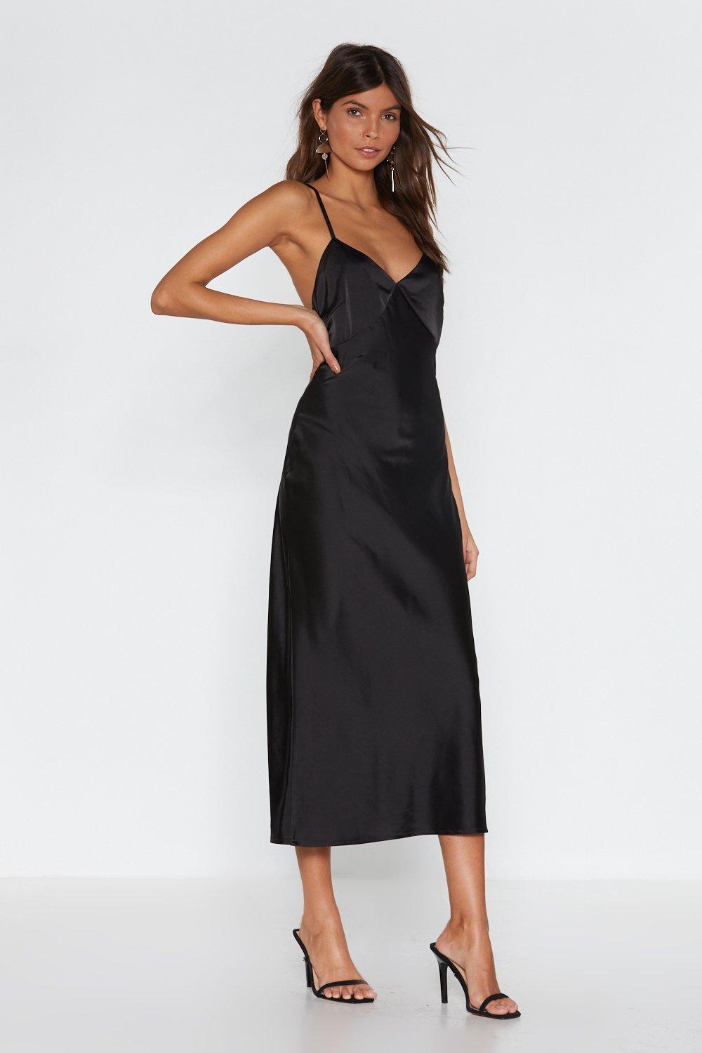 nasty gal black midi dress