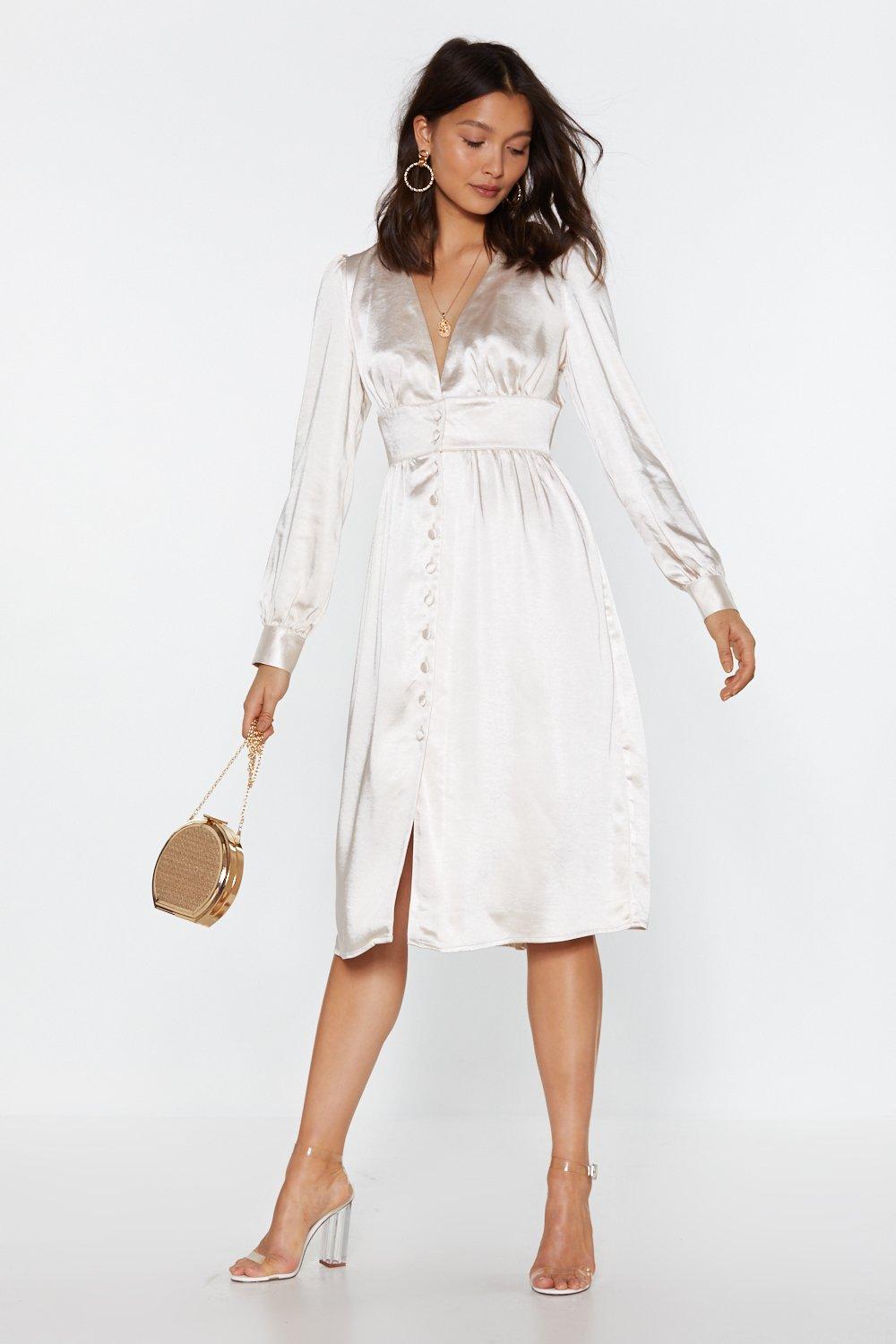 satin button up dress