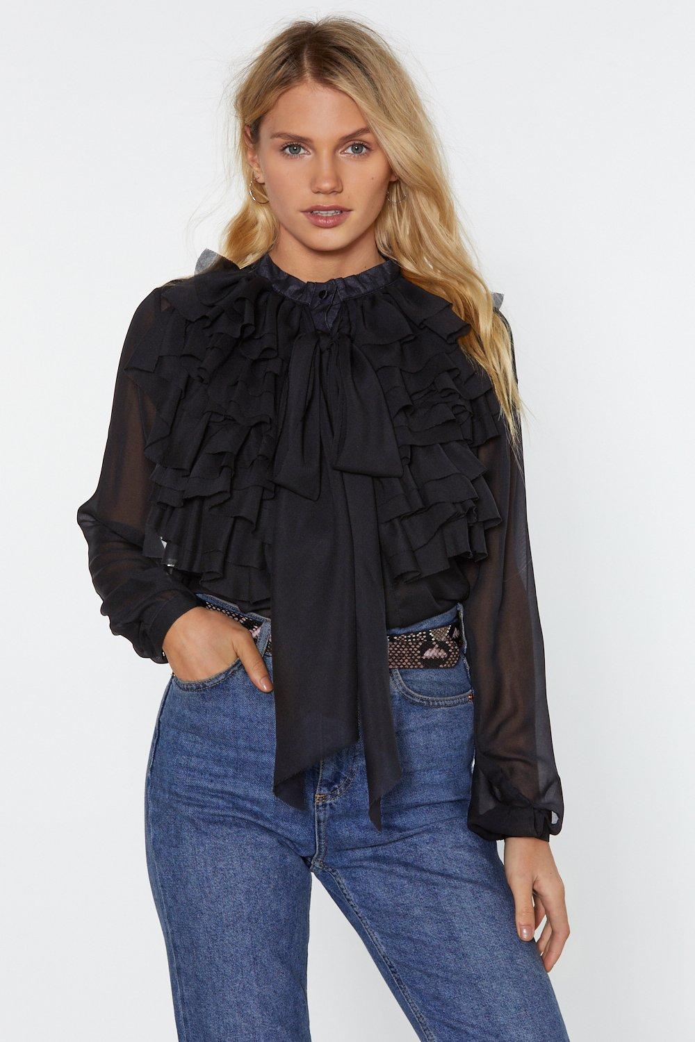 ruffle mesh blouse