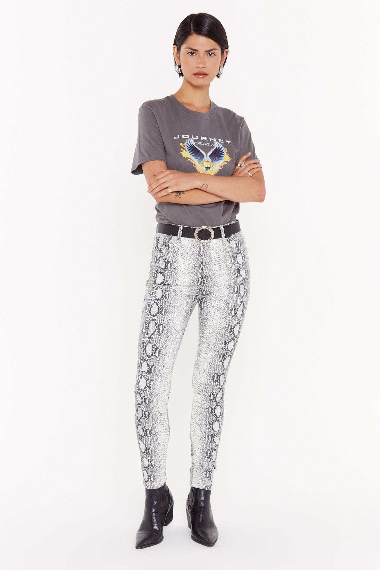 grey snake print jeans